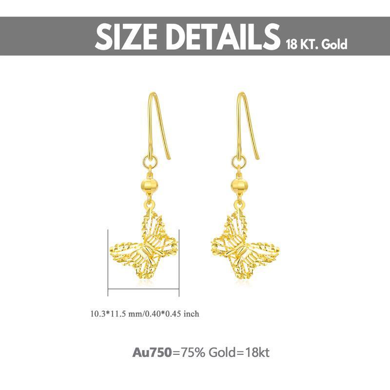 Pendientes colgantes de mariposa en oro de 18 quilates-5