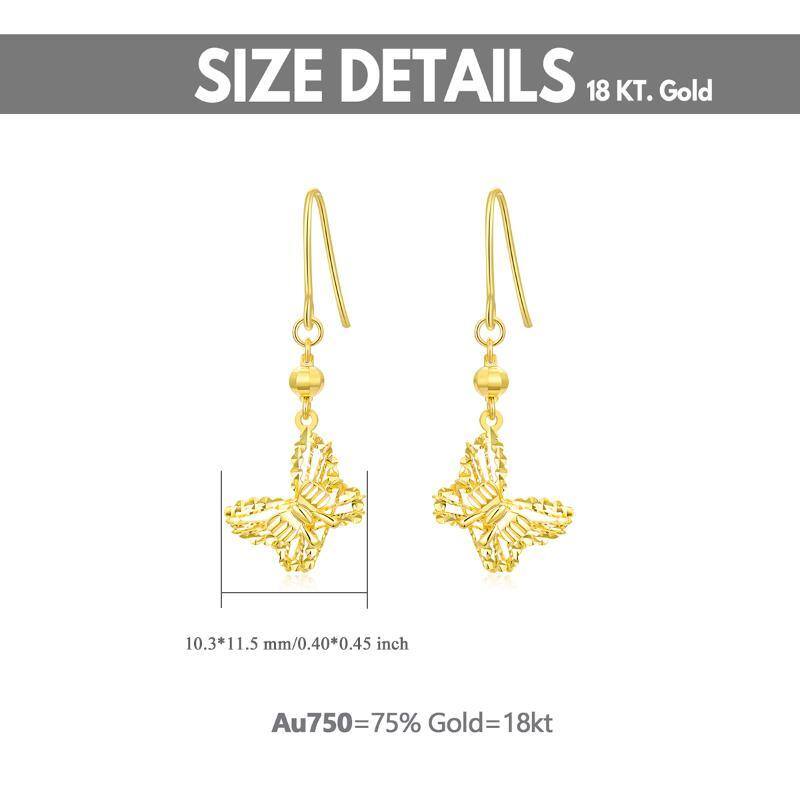 10K Gold Butterfly Drop Earrings-5