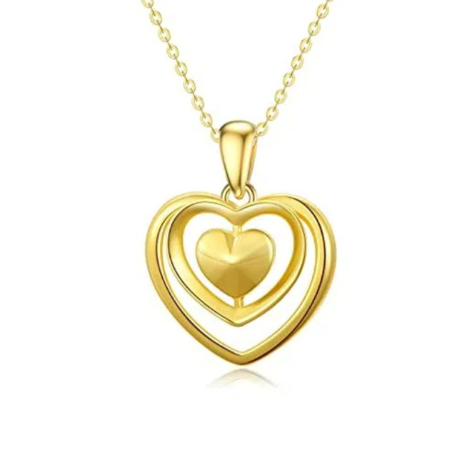 Collier avec pendentif double cœur en or jaune 18 carats-1