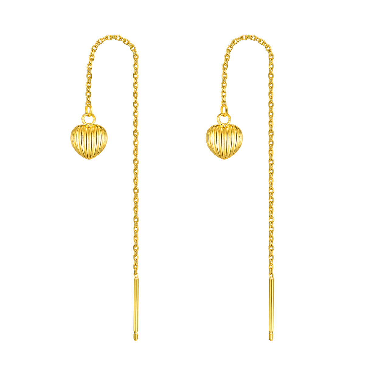 10K Gold Heart Drop Earrings-1