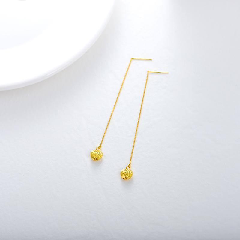 14K Gold Heart Drop Earrings-4
