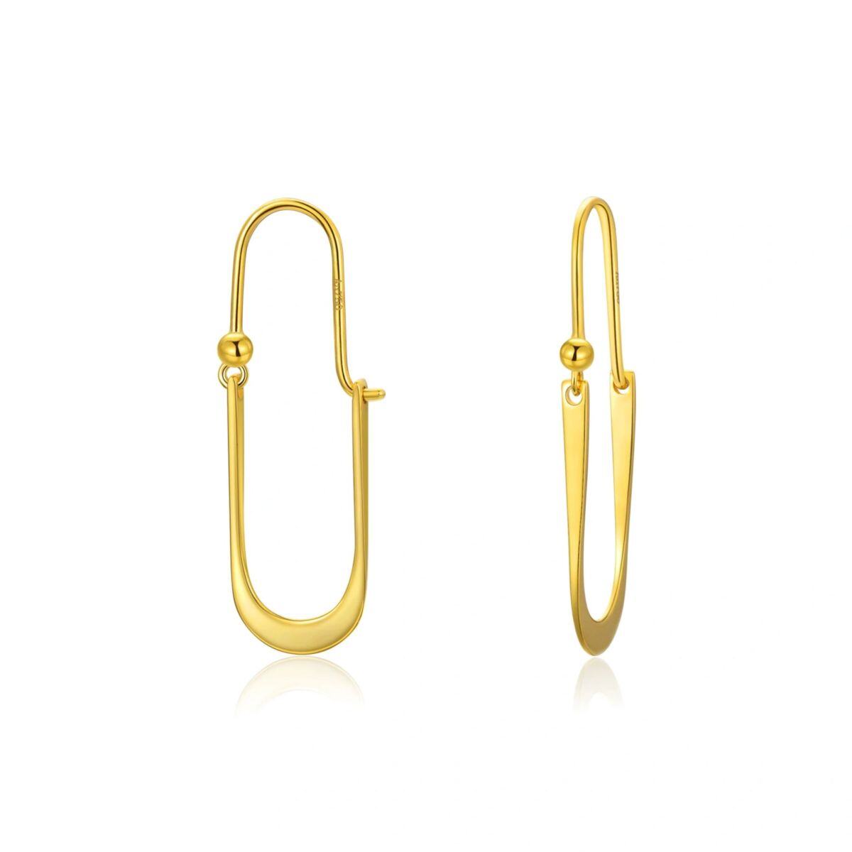 10K Gold Oval Shaped Drop Earrings-1