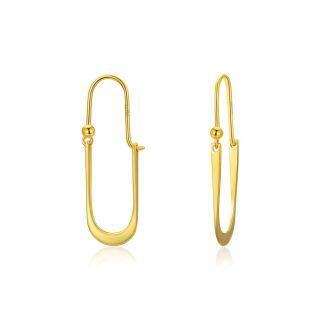 10K Gold Oval Shaped Drop Earrings-32