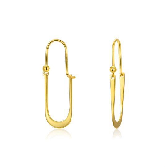 10K Gold Oval Shaped Drop Earrings