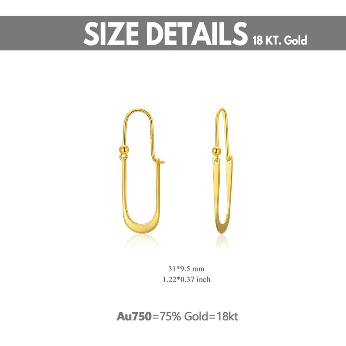 10K Gold Oval Shaped Drop Earrings-3