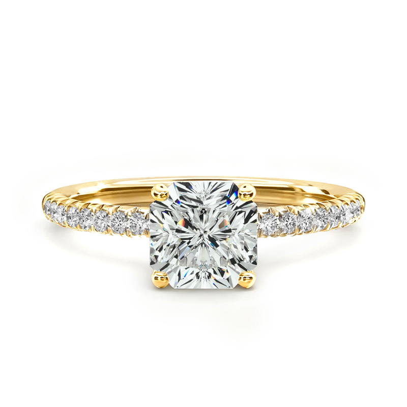 18K Yellow Gold Petite Pavé Lab Diamond Engagement Ring-1