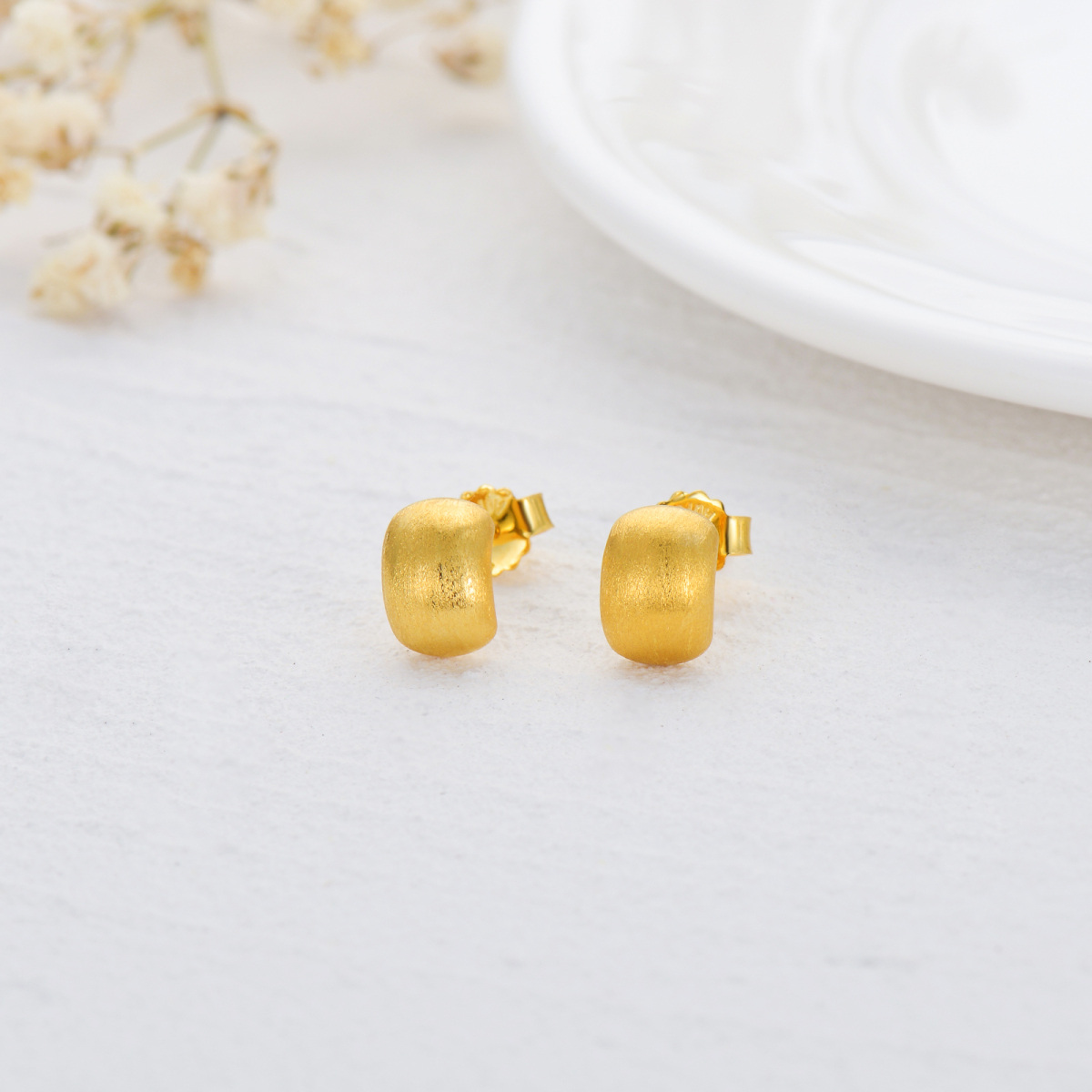 10K Gold Couple Stud Earrings-3