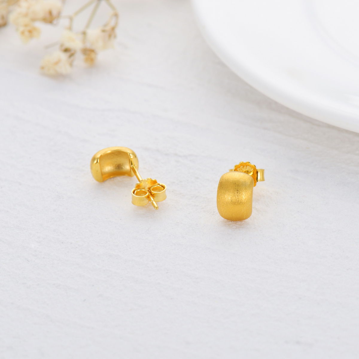 10K Gold Couple Stud Earrings-4