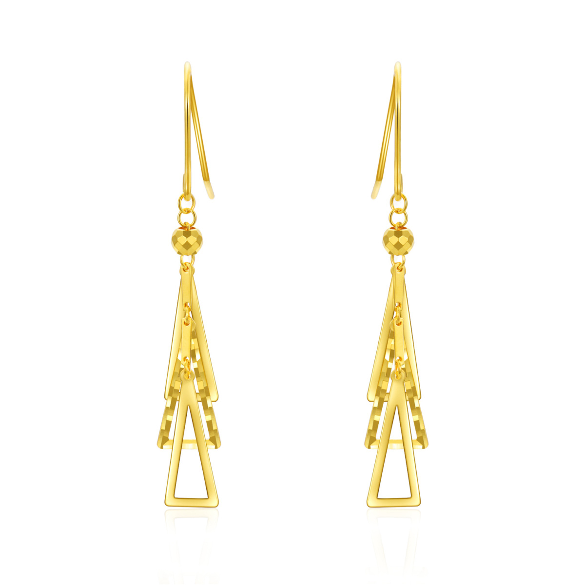 10K Gold Triangle Drop Earrings-1