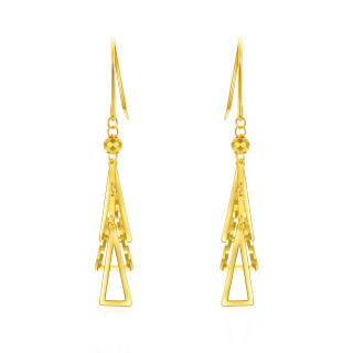 10K Gold Triangle Drop Earrings-55