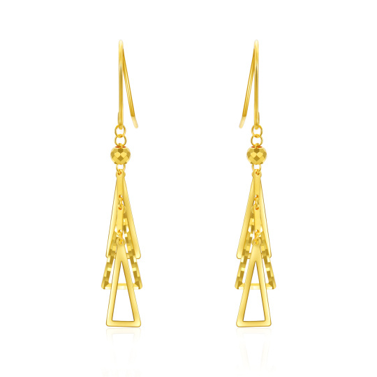 Boucles d'oreilles pendantes triangulaires en or 18 carats