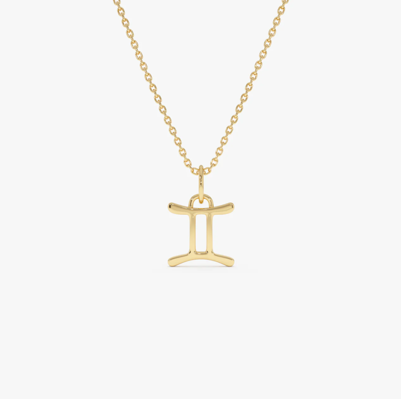 14K Gemini Zodiac Charm Necklace-1