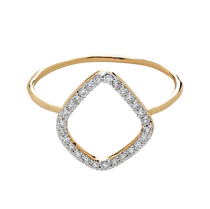 Anillo de boda tipo cometa de oro de 10 quilates con diamantes de 0,16 quilates en total, color D y claridad VVS.-1