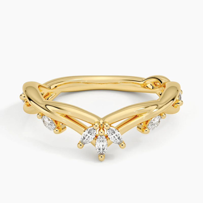 10K Gold 0.25 CTW Marquise Cut Diamond Custom Wedding Ring D Color VVS1-VS1 Clarity 3EX-1