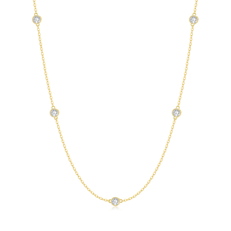 18K Gold 0.5 CT.T.W. Lab Created Diamond Cable Chain Necklace-1