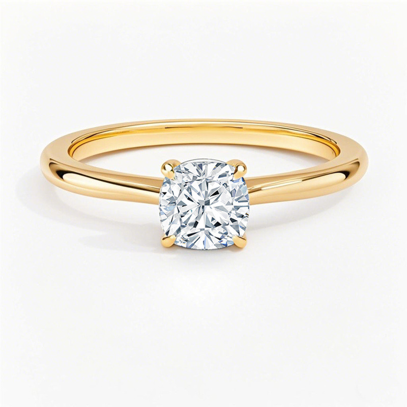 18K Gold Cushion Cut Lab-Grown Diamond Solitaire Engagement Band-1