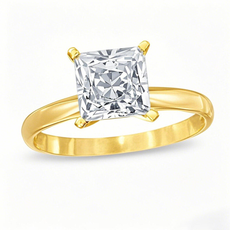Verlobungsring aus 18-karätigem Gold mit einem im Labor hergestellten Diamanten im Prinzessschliff (0,5 bis 3 Karat), Farbe D, Reinheit VVS1, 3EX, IGI-zertifiziert-1