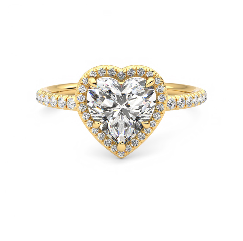 10K Gold 0.75 to 3.25 CT.T.W. Heart Cut Lab Created Diamond Engagement Ring D VVS1-VS1 3EX IGI Certified-1