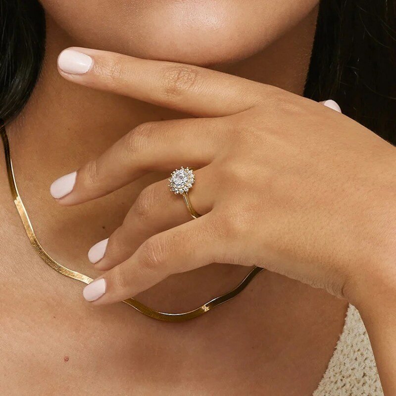 14K Gold Round Cut Lab-Grown Diamond Custom Halo Engagement Ring-2