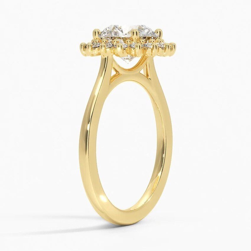 14K Gold Round Cut Lab-Grown Diamond Custom Halo Engagement Ring-3