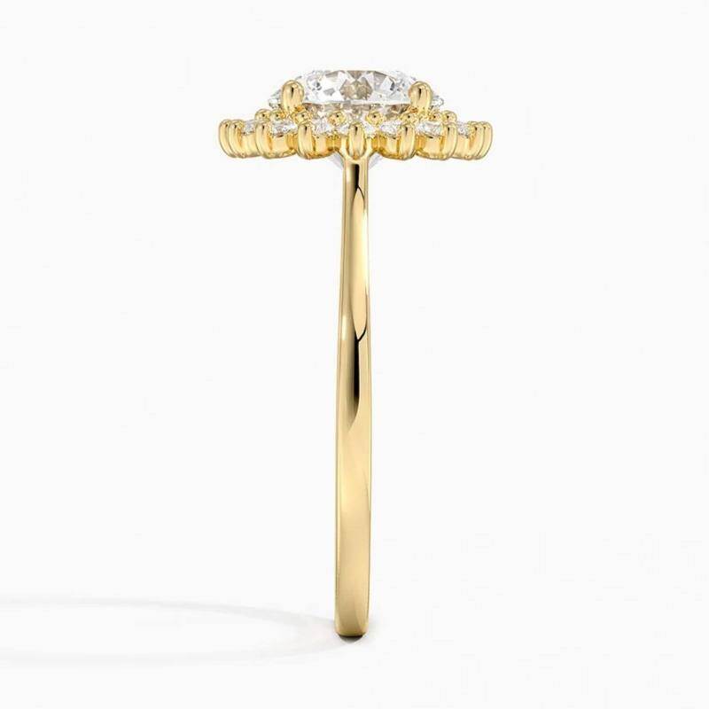 14K Gold Round Cut Lab-Grown Diamond Custom Halo Engagement Ring-4