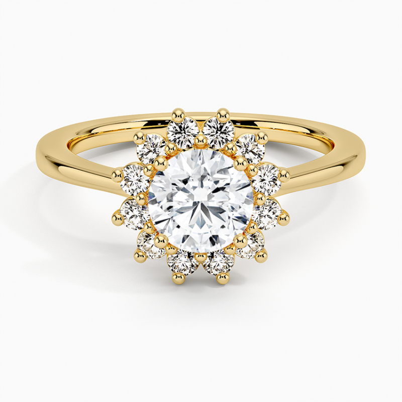 14K Gold Round Cut Lab-Grown Diamond Custom Halo Engagement Ring-1