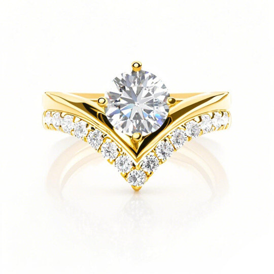 Oro 10K da 0,88 a 3,38 CT.T.W. Diamante creato in laboratorio taglio rotondo, incastonato in un anello nuziale, colore D, purezza VVS-VS, certificato IGI