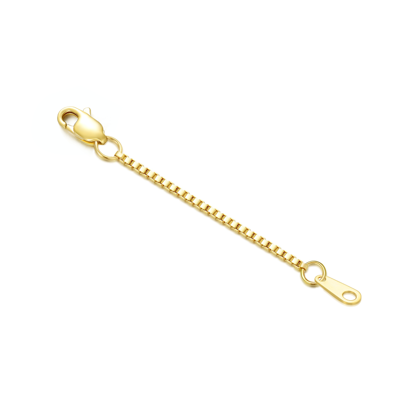 Chaîne d'extension de chaîne de boîte de 0,8 mm en or 10 carats 1,5 pouces pour femmes-1