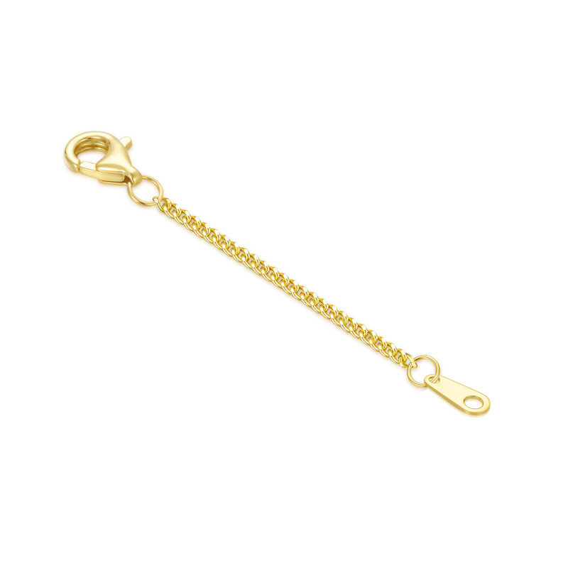 Chaîne à maillons gourmette en or 18 carats de 1,35 mm avec chaîne d'extension à fermoir mousqueton 1,5 pouces pour femmes-1