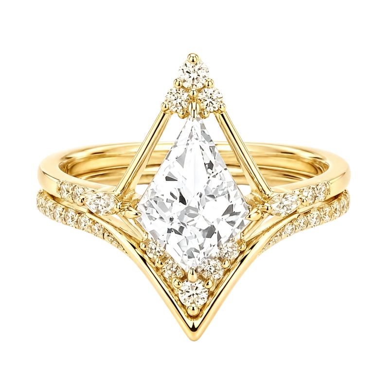 Anillo de compromiso y boda personalizado de oro de 18 quilates con diamante cultivado en laboratorio de talla cometa de 1,5 quilates.-1