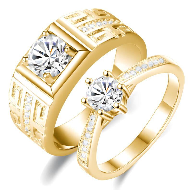 10K Gold 1.5CT Round Cut Lab-Grown Diamond Custom Couple Rings D Color VVS2 Clarity 3EX IGI Certified-1