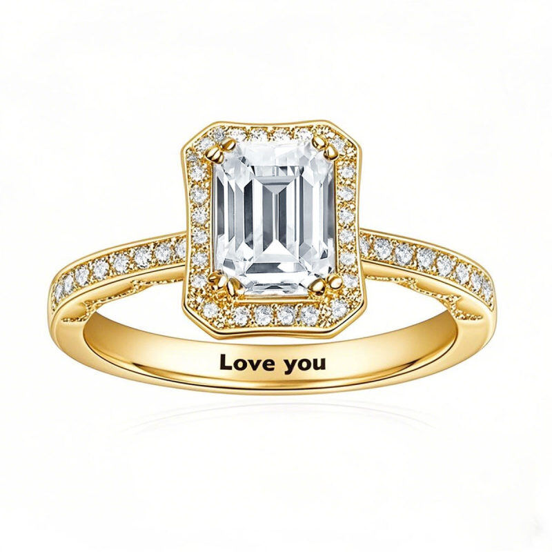 10K Gold 1.5 to 5 CT Emerald Moissanite Engagement Ring-1