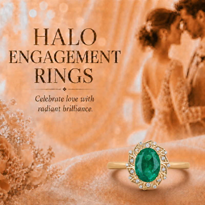 Anillo de compromiso personalizado de oro de 18 quilates con diamante artificial de talla ovalada y esmeralda de 1,6 quilates en total.-5