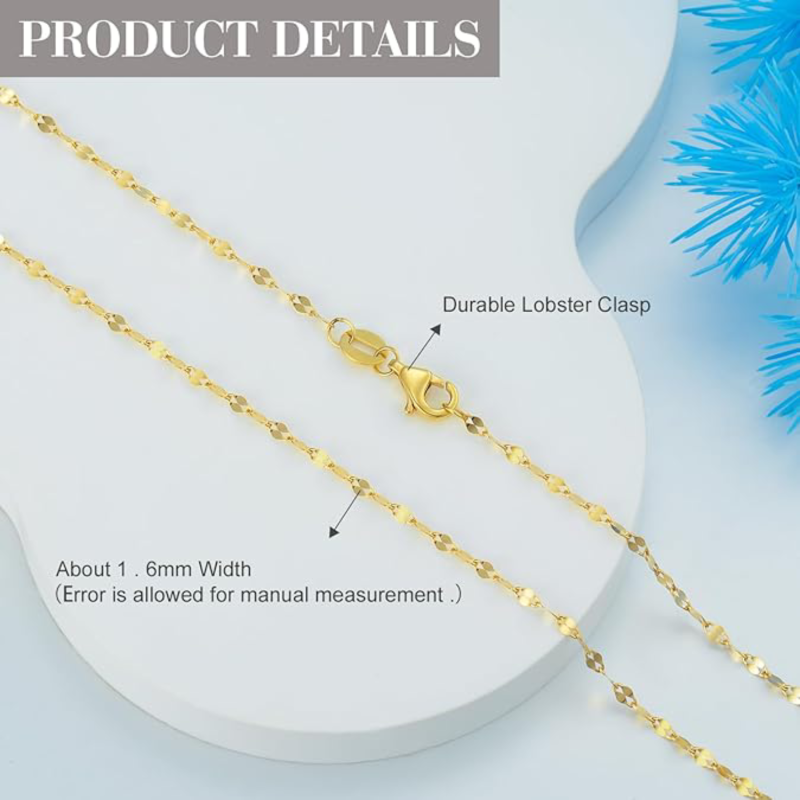Collier chaîne à lèvres en or 14 carats de 1,7 mm-4