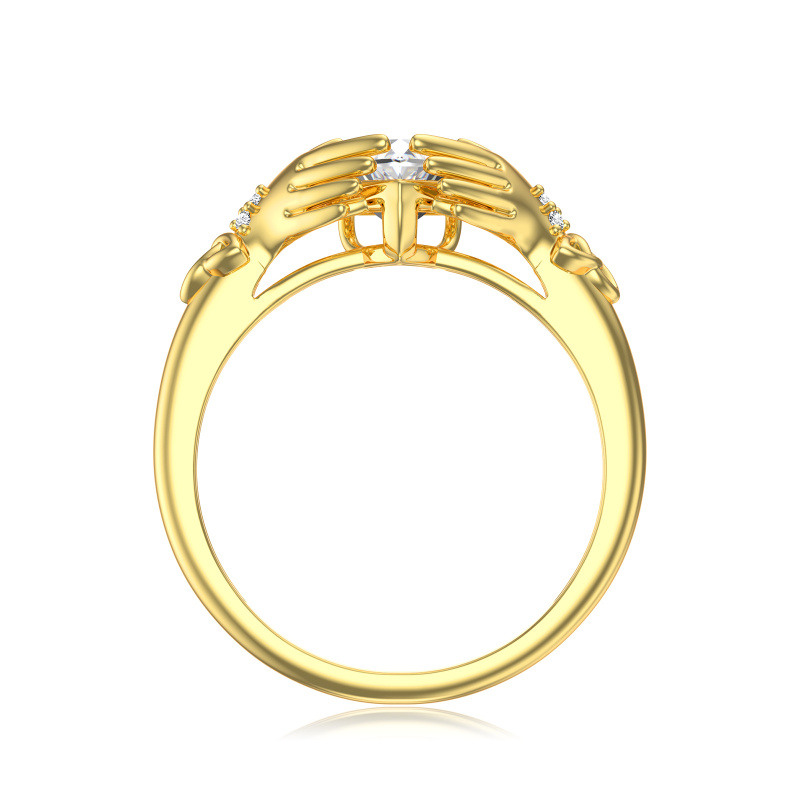 10K Gold 1 CT Heart Cut Moissanite Claddagh Engagement Ring-4