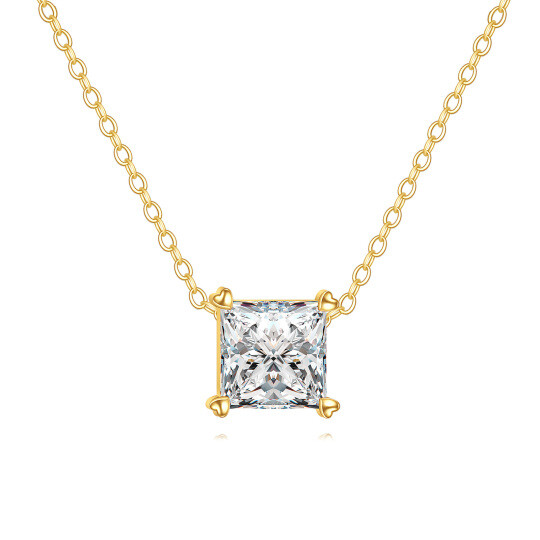 10K Gold 1 CT Moissanite Square Pendant Necklace