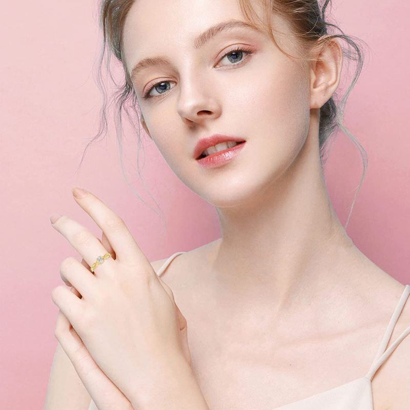 Bague en or 14 carats, diamant ovale de 1 ct, symbole de l'infini personnalisé, certifiée IGI 3EX-2