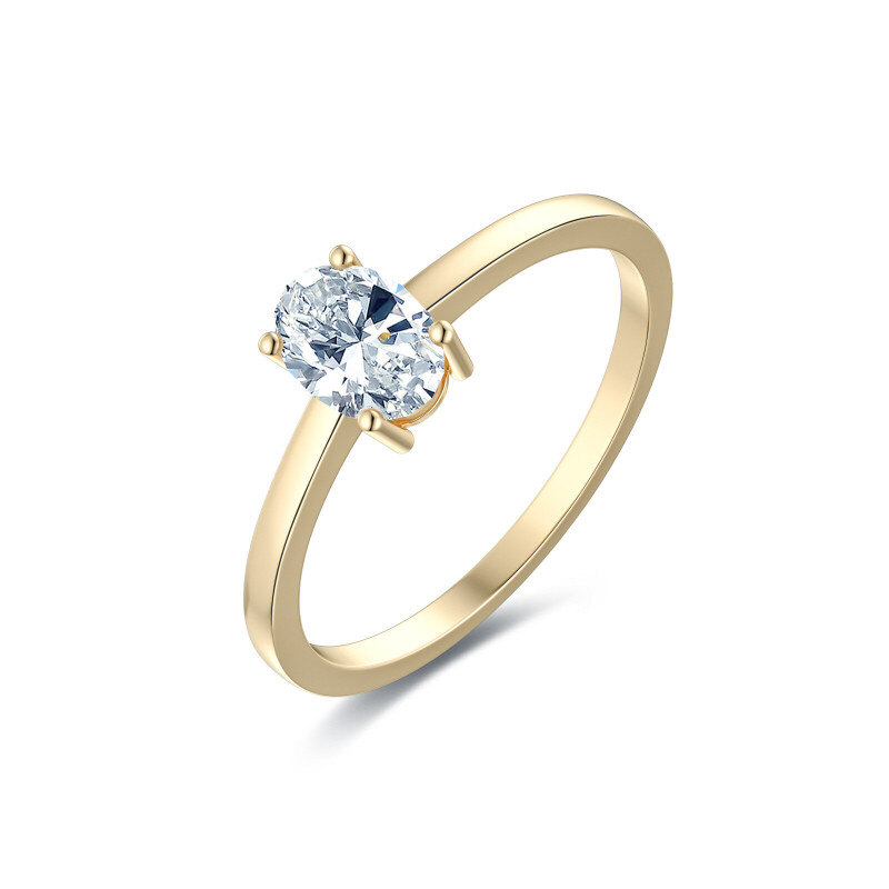 10K Gold 1 CT Oval Shaped Moissanite Custom Engraving & Engagement Ring-1