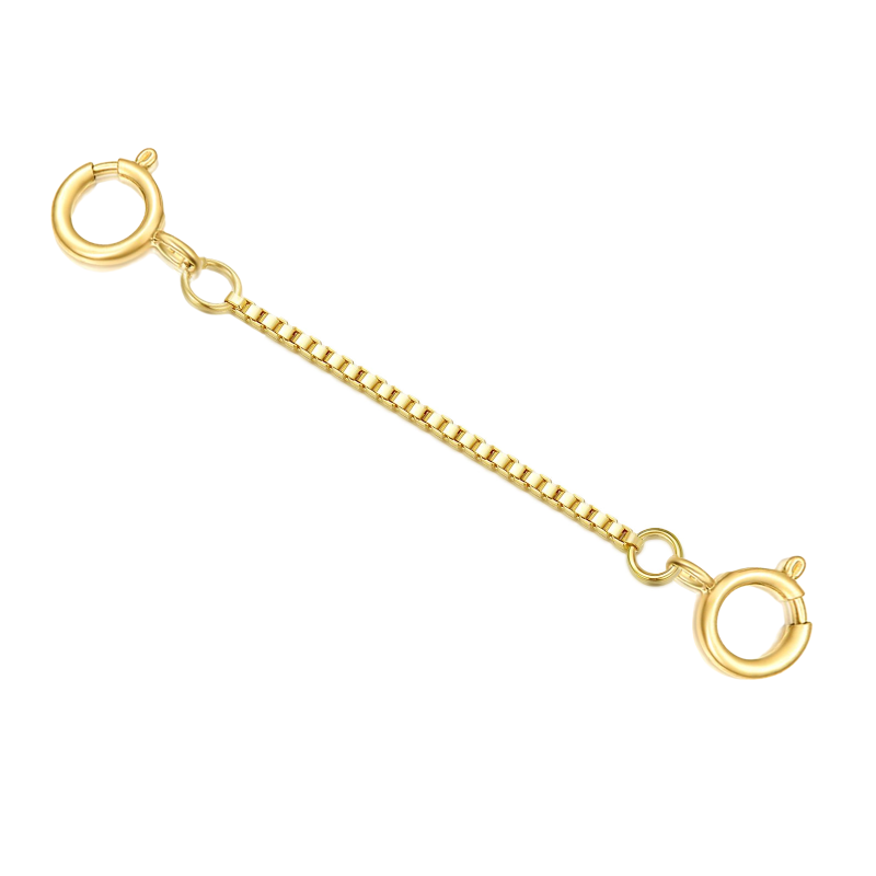 10K Gold 1Mm Box Chain 1Inch Extender Chain-1