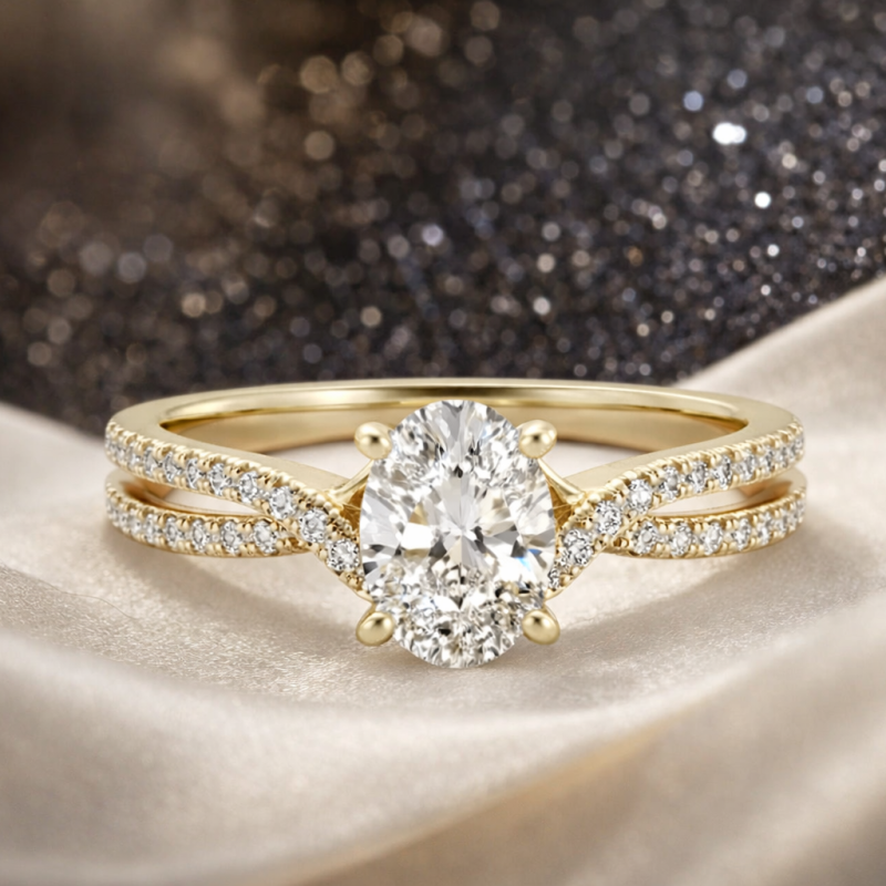 10K Gold 1 to 3.5 CT Oval Cut Lab Created Diamond Custom Engagement Ring D Color VVS1-VS1 Clarity 3EX IGI Certified-3