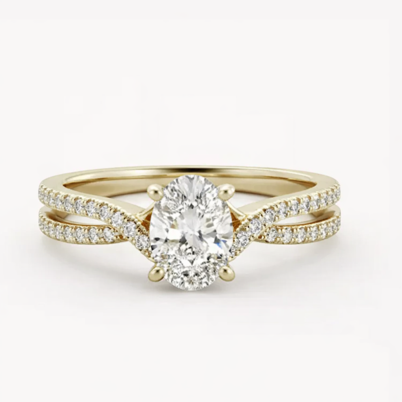 10K Gold 1 to 3.5 CT Oval Cut Lab Created Diamond Custom Engagement Ring D Color VVS1-VS1 Clarity 3EX IGI Certified-20