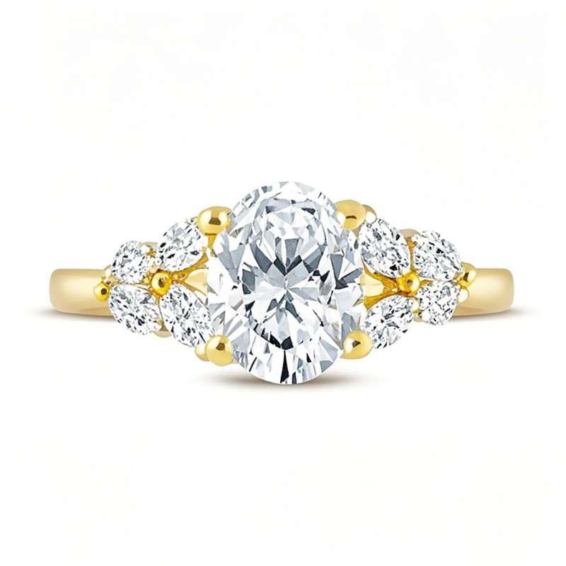 18K Gold 1 to 3.5 CT.T.W. Marquise Cut Lab Created Diamond Engagement Ring D-VVS1 IGI Certified-1