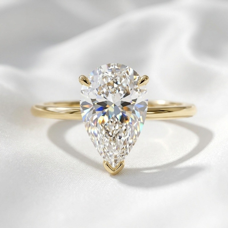 10K Gold 1 to 3 CTW Pear Cut Lab-Grown Diamond Custom Engagement Ring-3