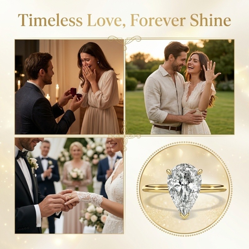 10K Gold 1 to 3 CTW Pear Cut Lab-Grown Diamond Custom Engagement Ring-4