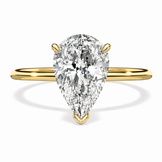 Anillo de compromiso personalizado con diamante cultivado en laboratorio, talla pera, de 14 quilates de oro, de 1 a 3 quilates totales