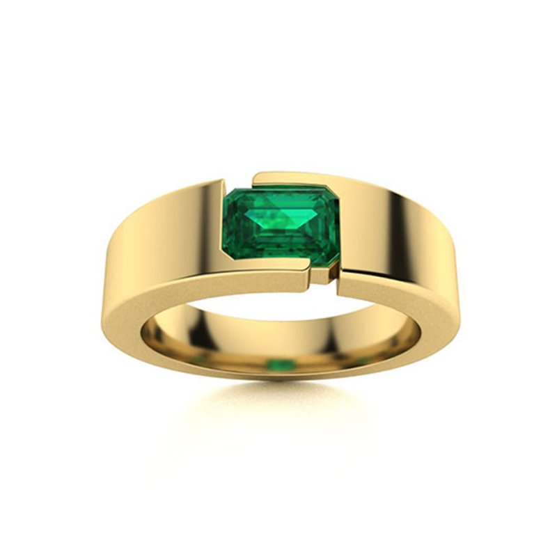 Anillo de aniversario personalizado de oro de 18 quilates con gema talla esmeralda de 1 a 5 quilates-1