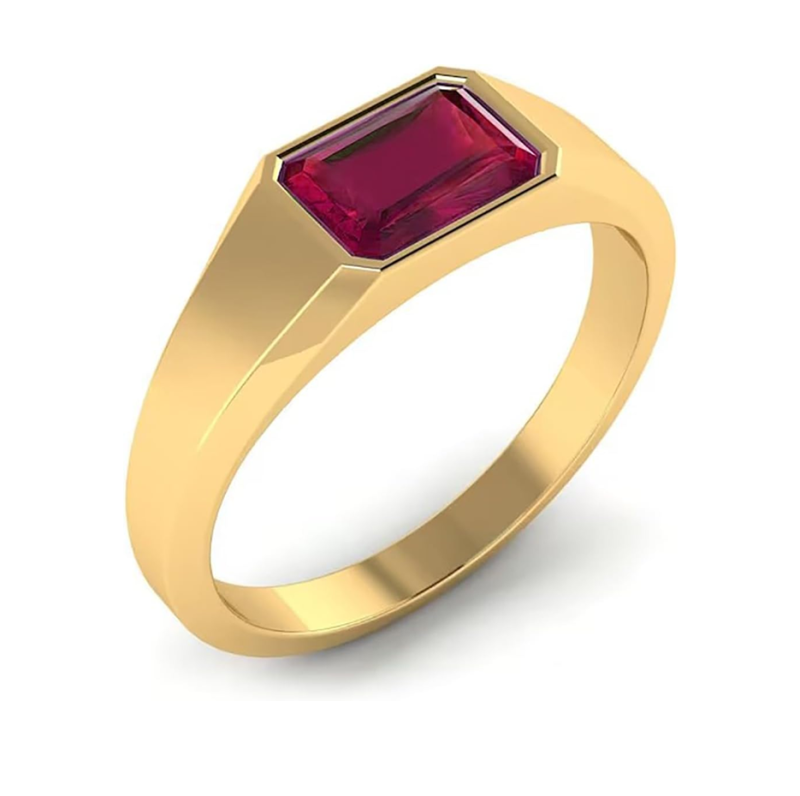Anillo de compromiso personalizado para hombre en oro de 10 quilates con gema talla esmeralda de 1 a 5 quilates. Ideal para cumpleaños, aniversario o Navidad.-1