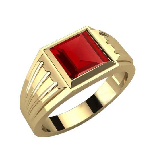 14-Karat-Gold-Herrenring mit Asscher-Schliff-Ruby von 1 bis 6 Karat für Herren