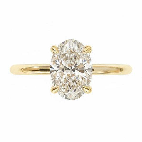 Anillo de compromiso de moissanita con corte ovalado, de oro de 10K, de 1 a 6 CT