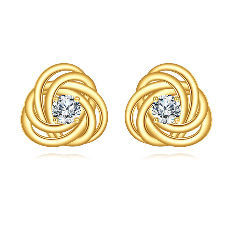 Kolczyki z moissanitem, 18-karatowe złoto, 2,5 mm, celtycki spiralny węzeł-1